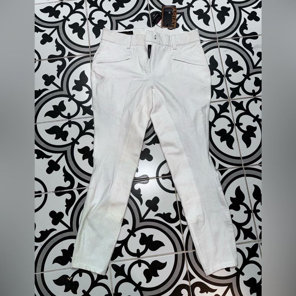 Ariat Women's Regular Rise Full Seat Breeches White Jodhpurs Size 28 Regular